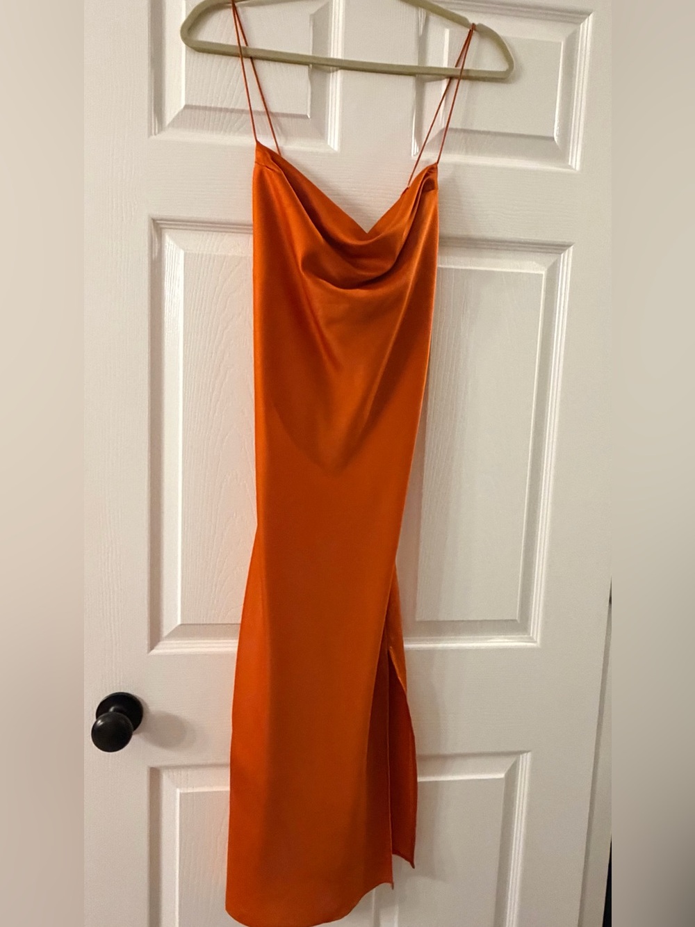 Banana Republic Orange Satin Cowl Midi Slip Dress